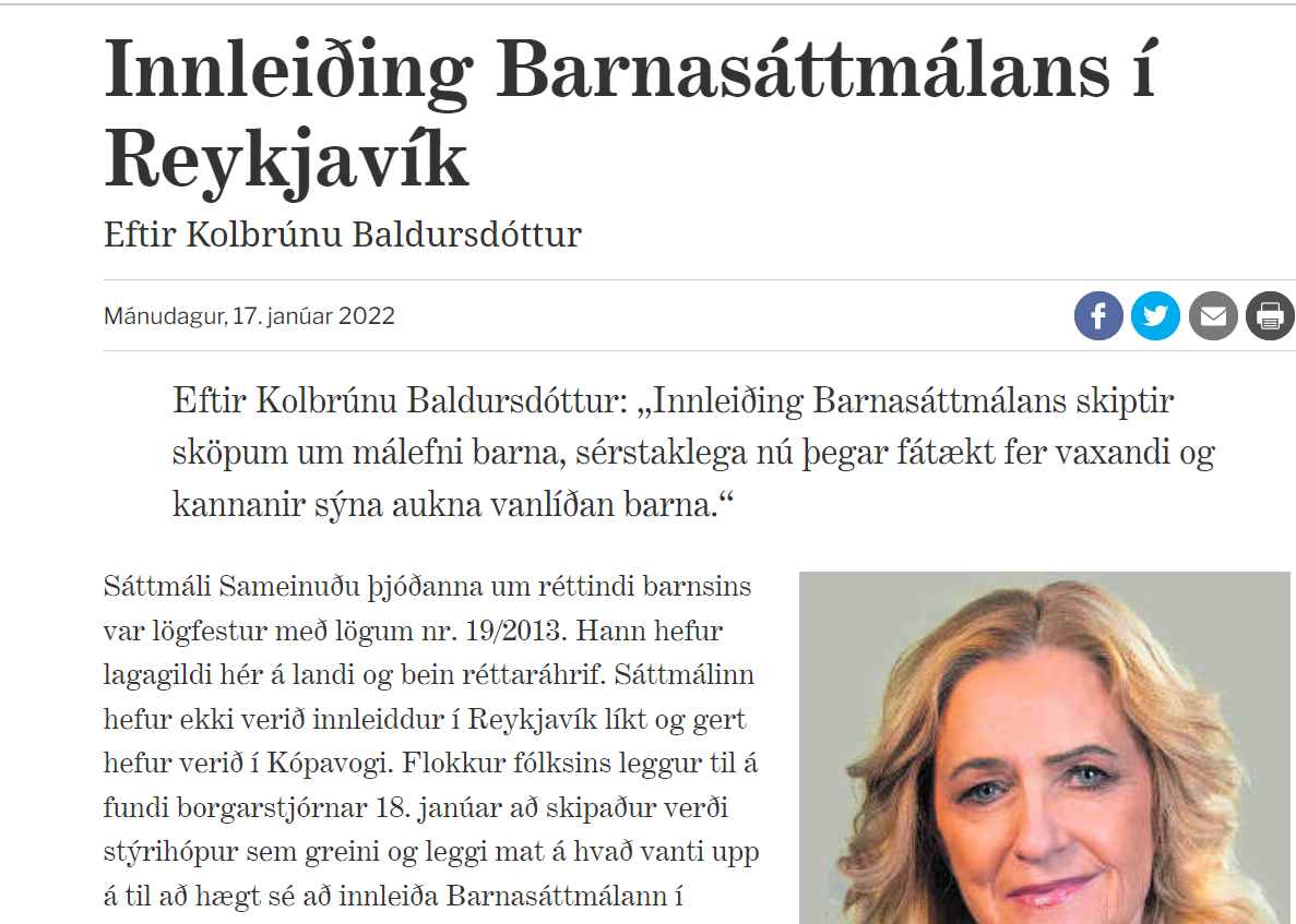 You are currently viewing Innleiðing Barnasáttmálans í Reykjavík