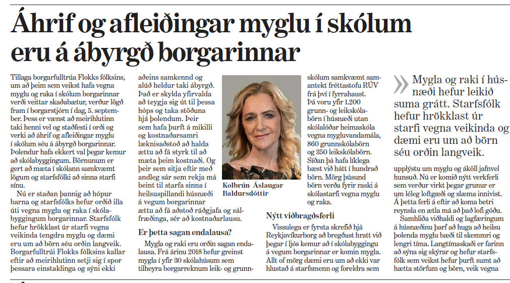 You are currently viewing Áhrif og afleiðingar myglu í skólum er á ábyrgð borgarinnar